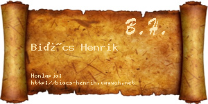 Biács Henrik névjegykártya